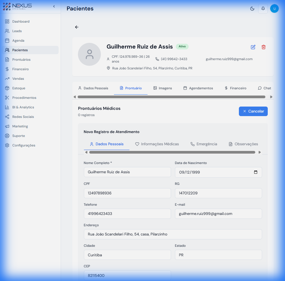 Anamnese Personalizável